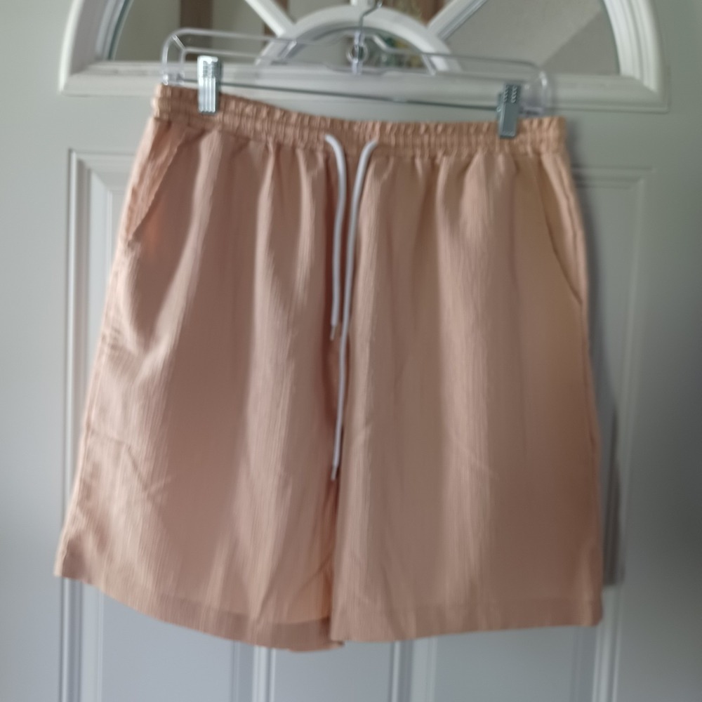 Manfinity Shorts Mens  Beige Texture Slash Pockets Elastic Waist Pull-On Size L